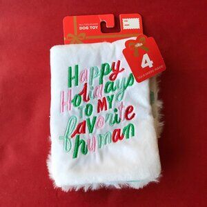 Hallmark Pets Christmas Fabric Book Holiday Dog Toy  4 Squeaker